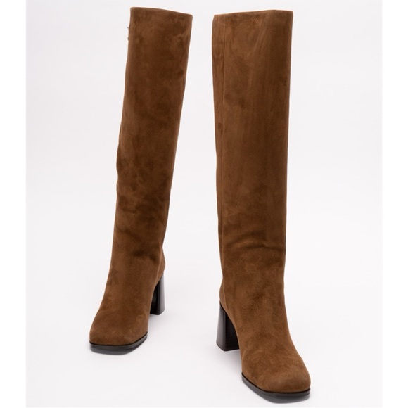 PRADA logo suede leather tall boots - Picture 3 of 5